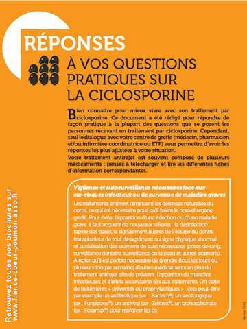 Questions pratiques sur la ciclosporine